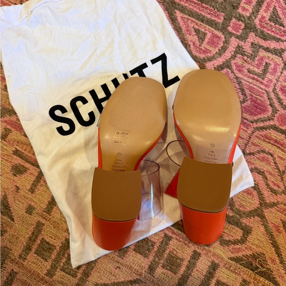 Schutz “Victorie” High Block Heel Mule Sandals – Orange – Size 7.5 - Picture 8 of 9